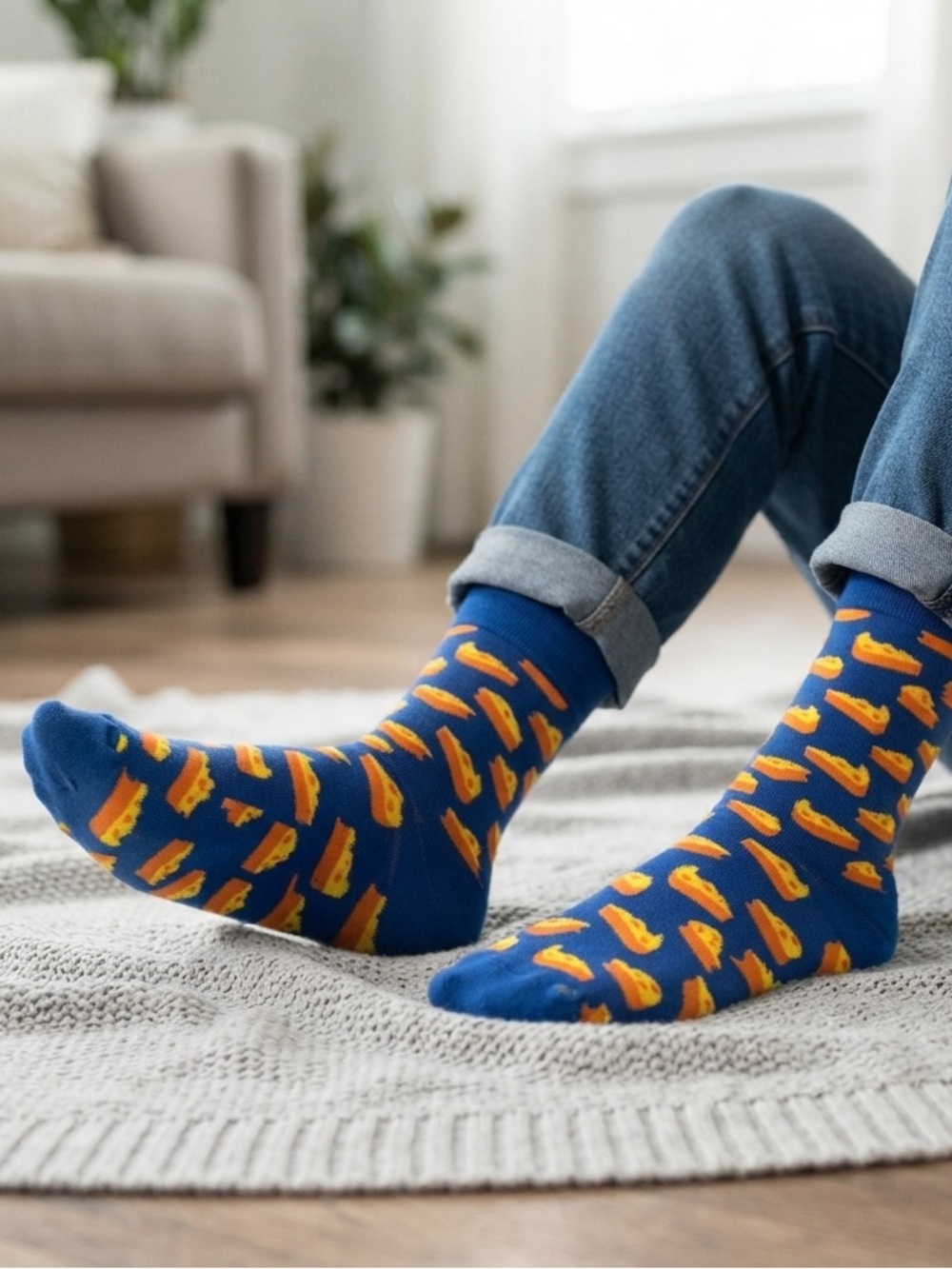 NWOT Say Cheese! Look Sharp in these Fun & Playful Cheese Wedge Crew Socks